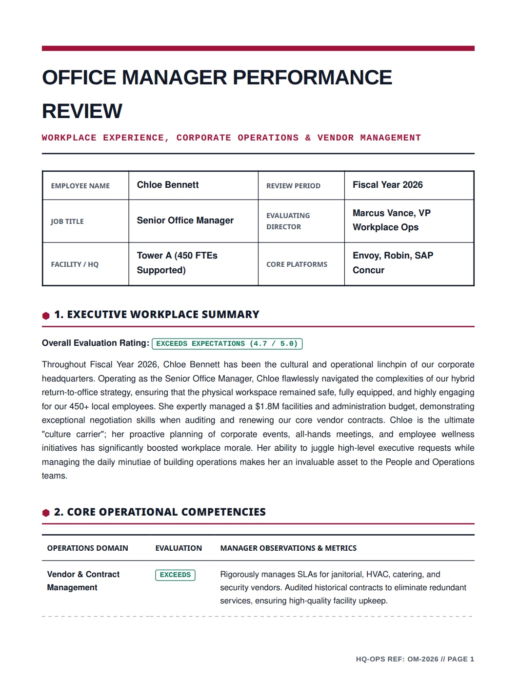 Office Manager Performance Review - Free AI Performance Review Generator, 50+ Real Performance Review Examples