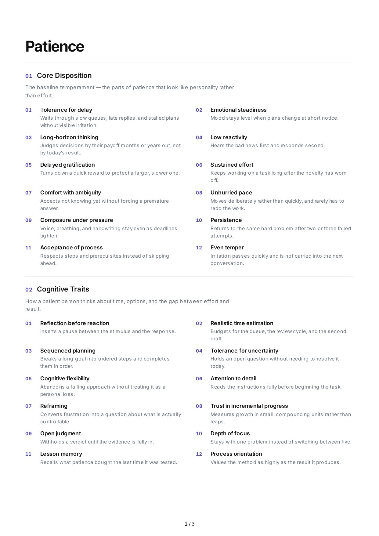 Patience Personality Traits - Free AI Personality Traits Generator, 50+ Real Personality Traits Examples