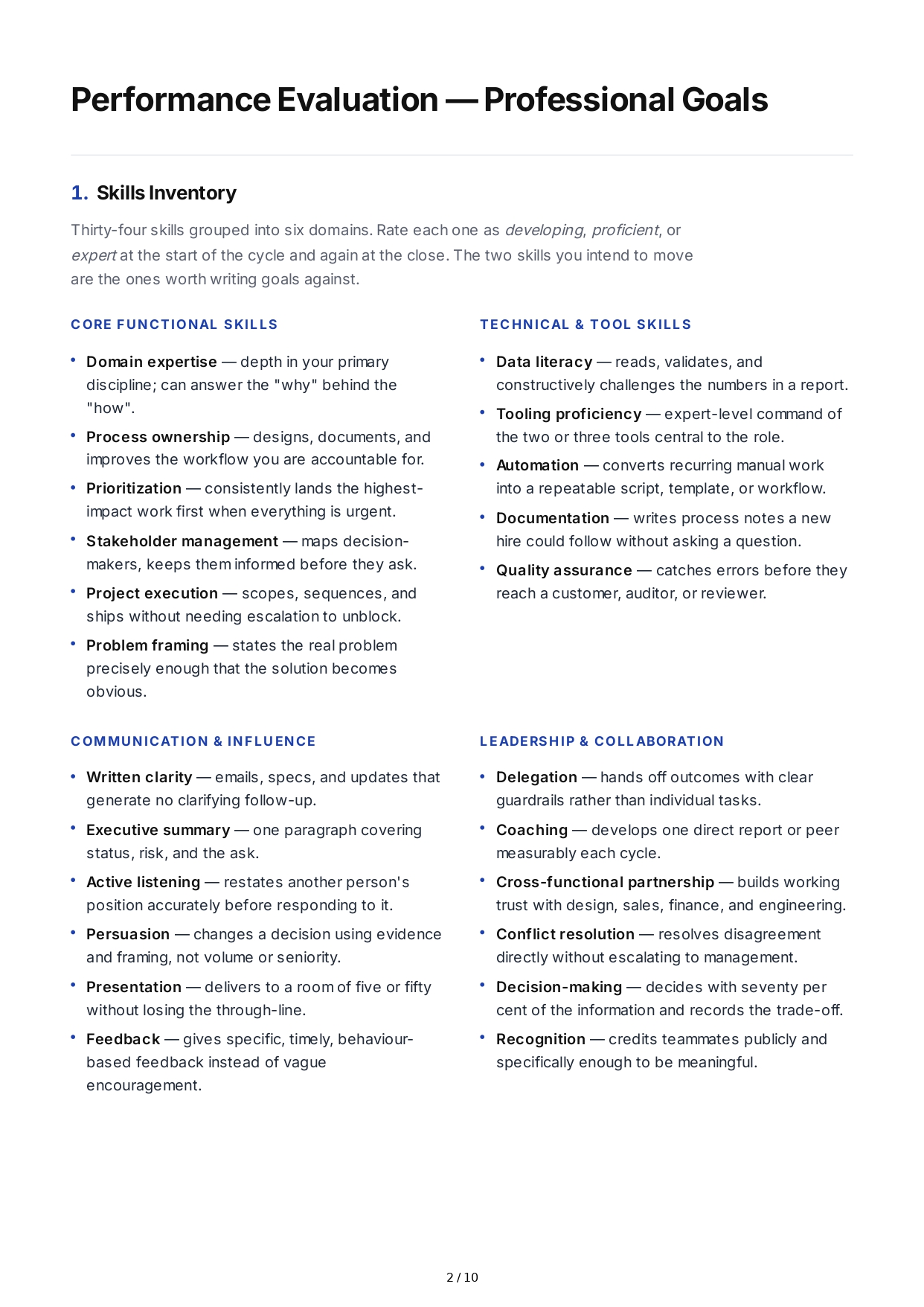 Performance Evaluation Professional Goals - Free AI Professional Goals Generator, 50+ Real Professional Goals Examples