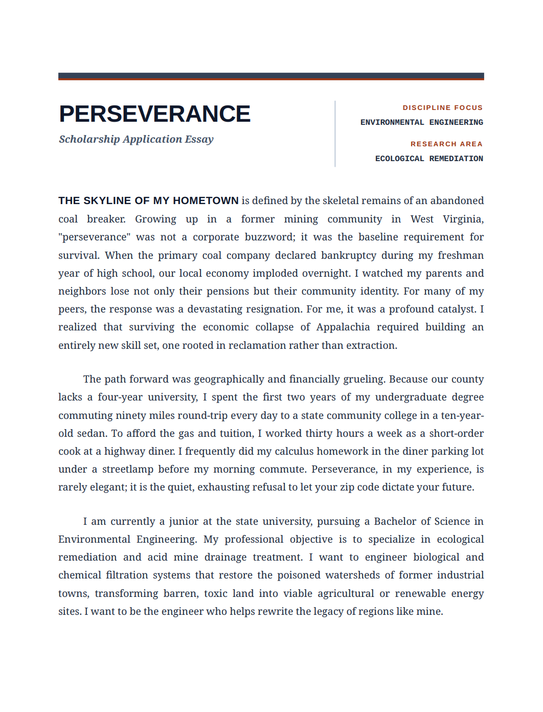 Perseverance Scholarship Essay - Free AI Scholarship Essay Generator, 50+ Real Scholarship Essay Examples