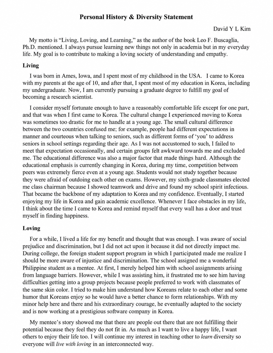Personal History and Diversity Statement - Free AI Statement Generator, 50+ Real Statement Examples