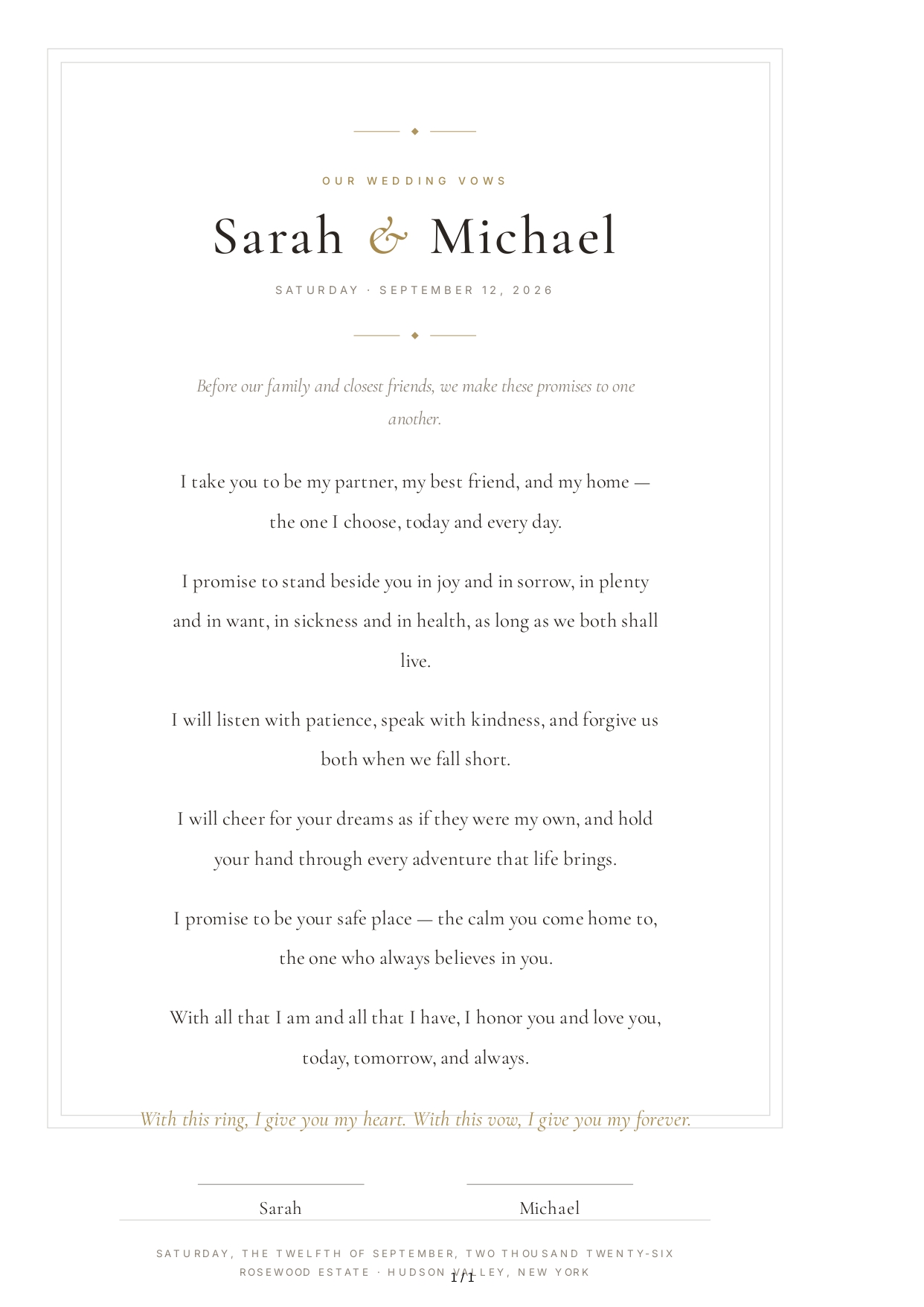 Personal Wedding Vows - Free AI Wedding Vows Generator, 50+ Real Wedding Vows Examples