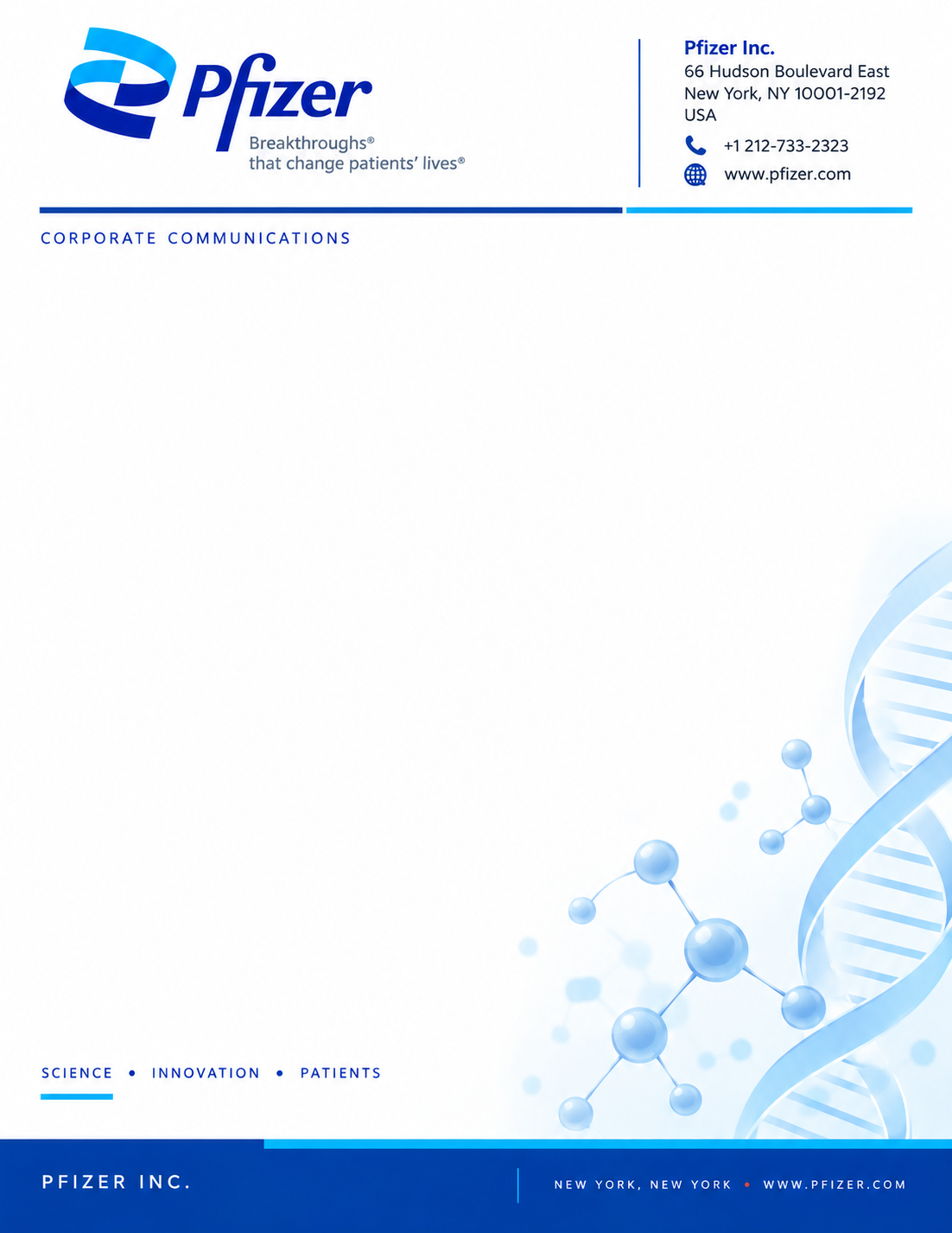 Pfizer Letterhead - Free AI Letterhead Generator, 50+ Real Letterhead Examples