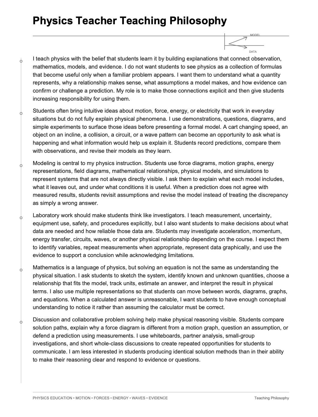 Physics Teacher Teaching Philosophy - AI Teaching Philosophy Generator, 50+ Real Teaching Philosophy Examples