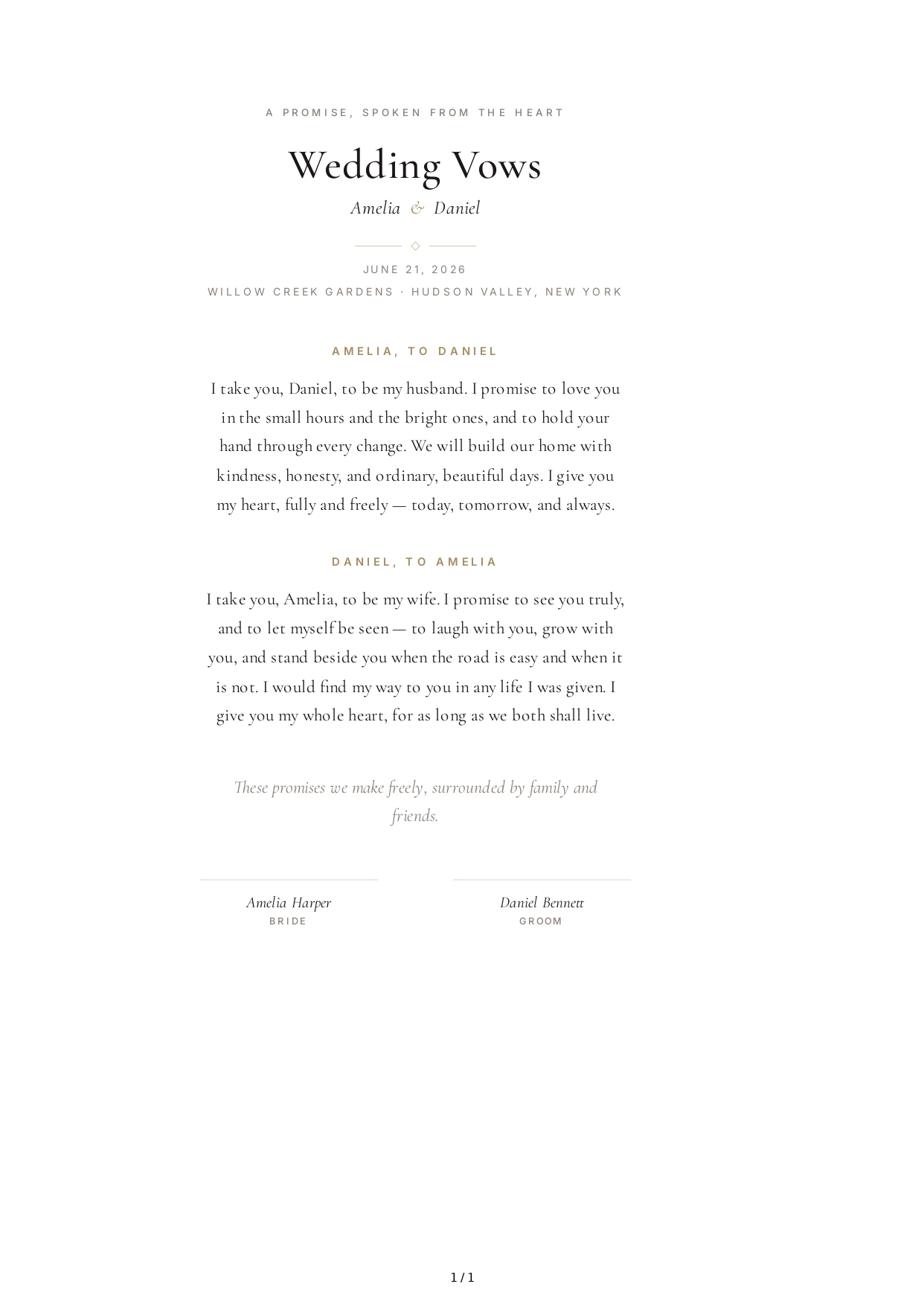 Poetic Wedding Vows - Free AI Wedding Vows Generator, 50+ Real Wedding Vows Examples