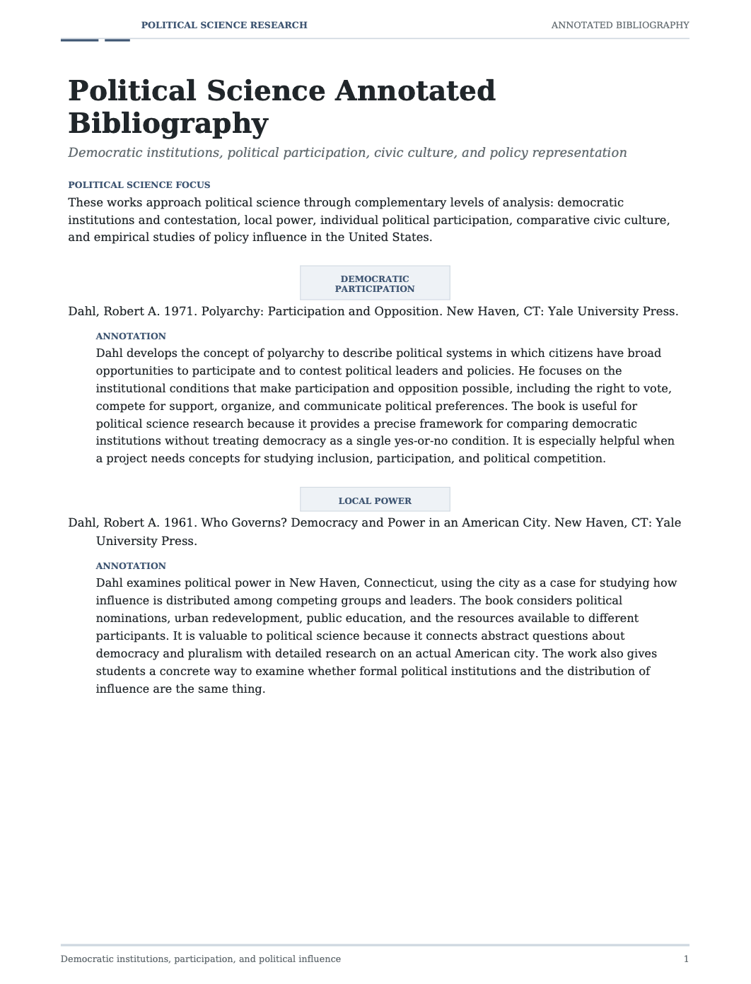 Political Science Annotated Bibliography - Free AI Annotated Bibliography Generator, 50+ Real Annotated Bibliography Examples