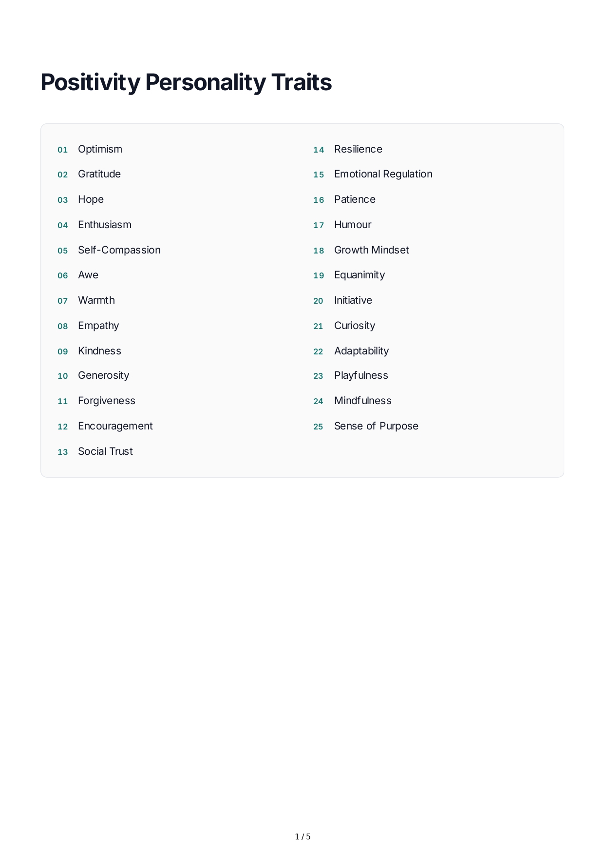 Positivity Personality Traits - Free AI Personality Traits Generator, 50+ Real Personality Traits Examples