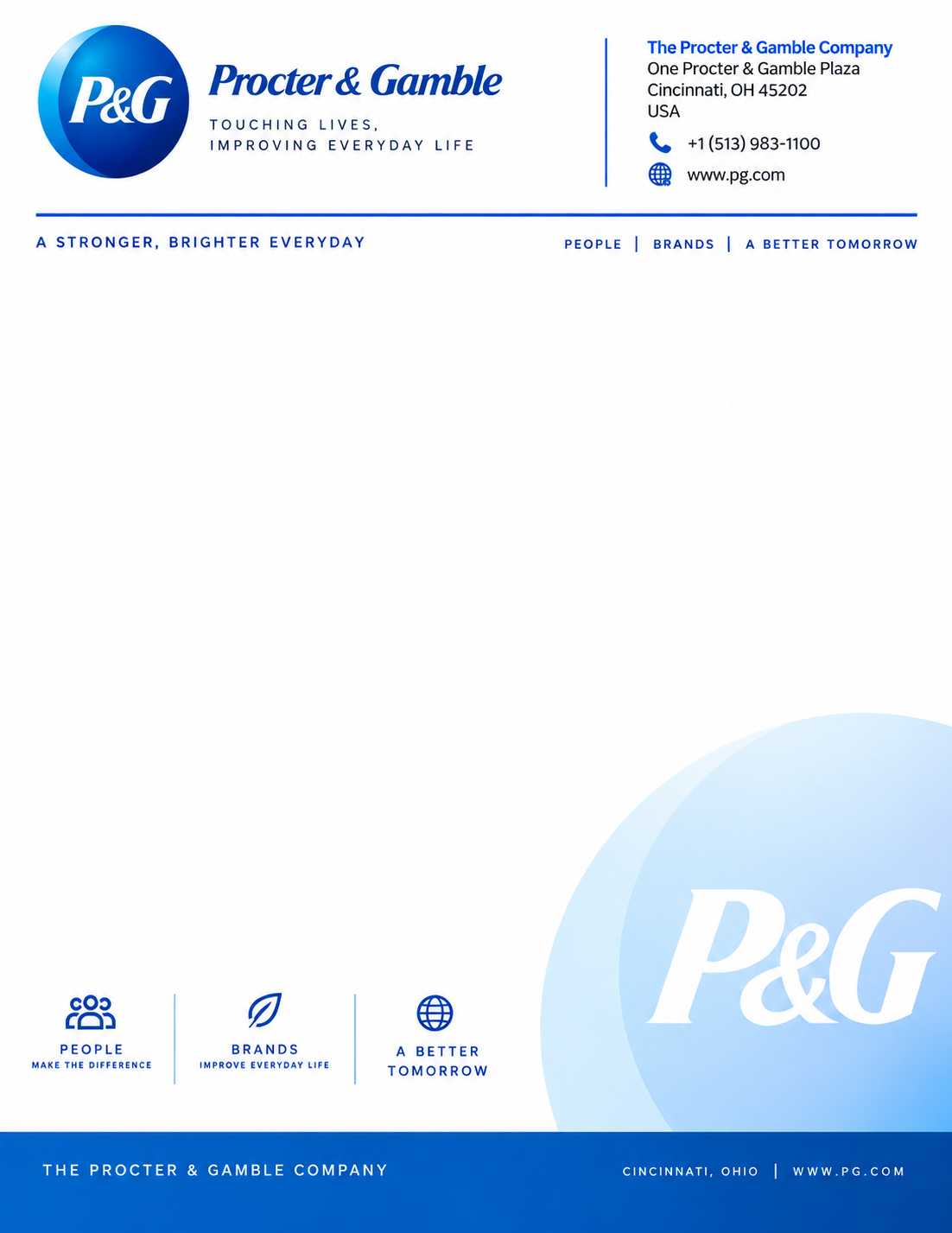 Procter & Gamble Letterhead - Free AI Letterhead Generator, 50+ Real Letterhead Examples