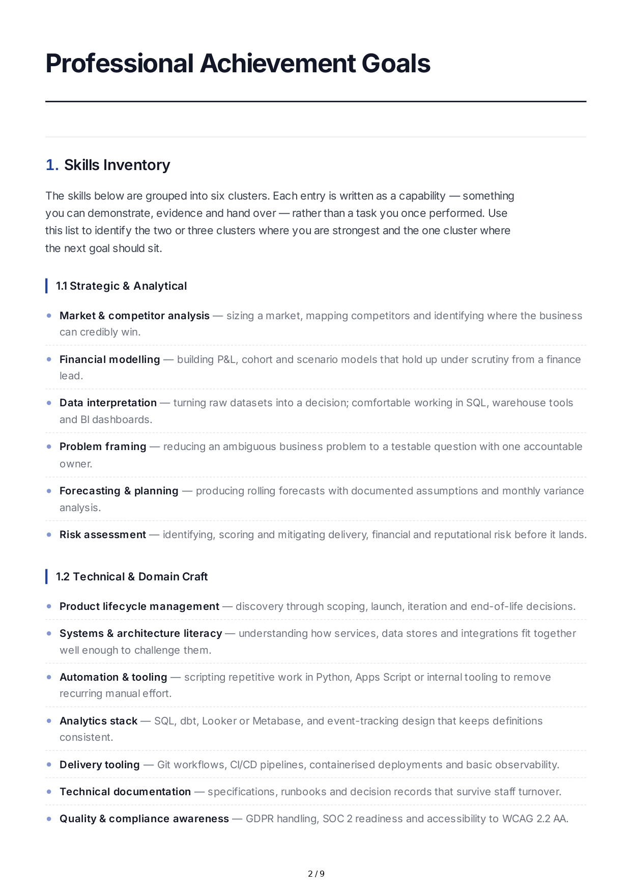 Professional Achievement Goals - Free AI Professional Goals Generator, 50+ Real Professional Goals Examples