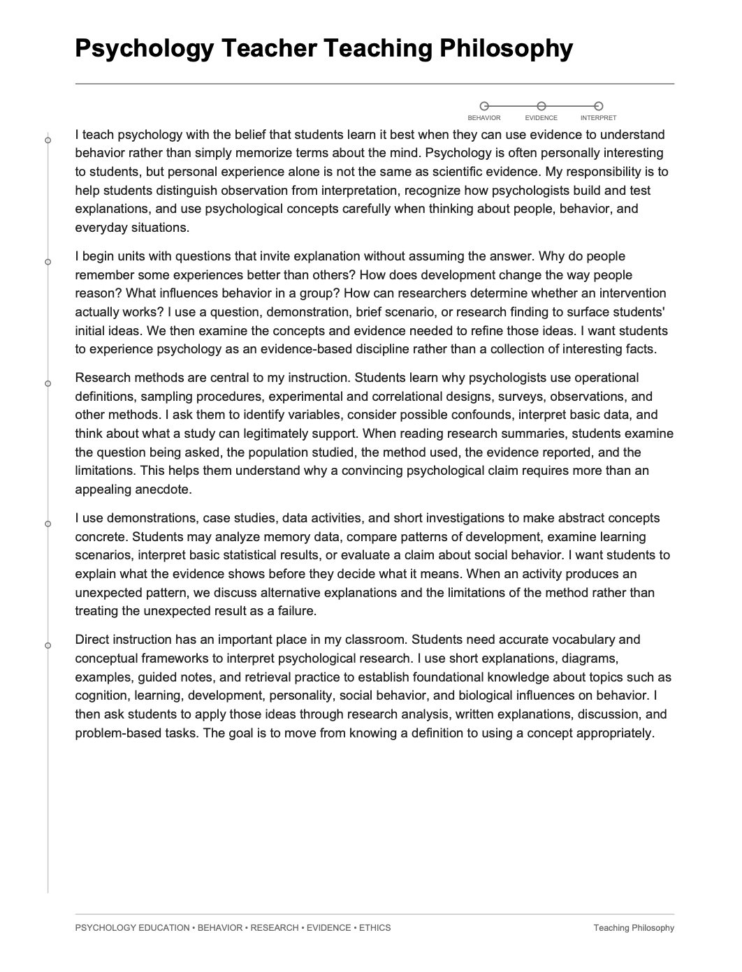 Psychology Teacher Teaching Philosophy - AI Teaching Philosophy Generator, 50+ Real Teaching Philosophy Examples