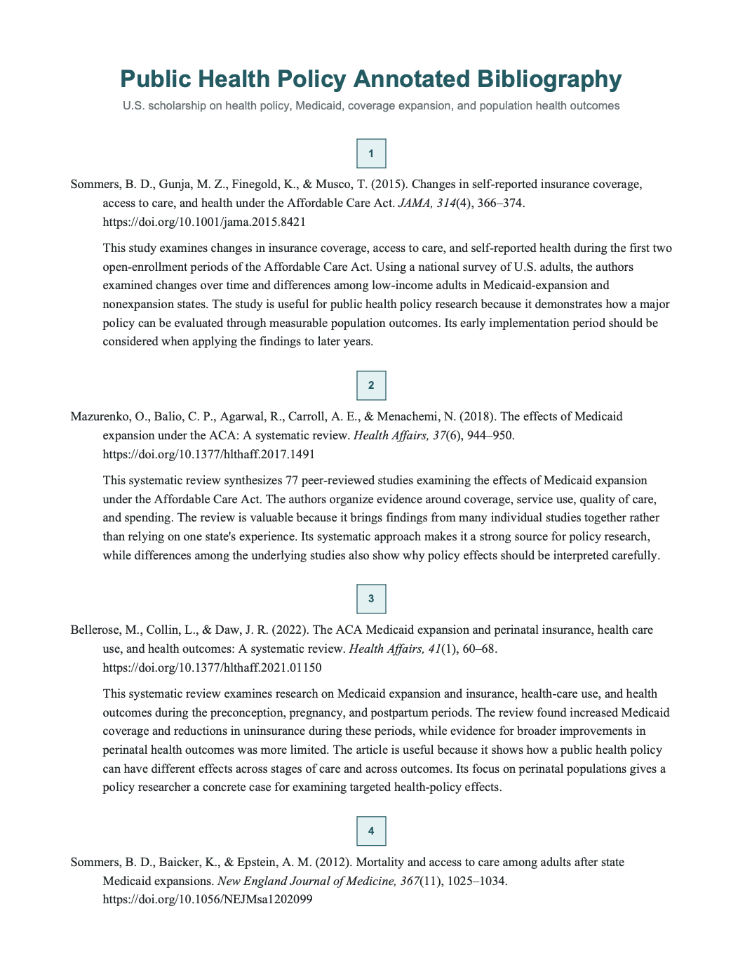 Public Health Policy Annotated Bibliography - Free AI Annotated Bibliography Generator, 50+ Real Annotated Bibliography Examples