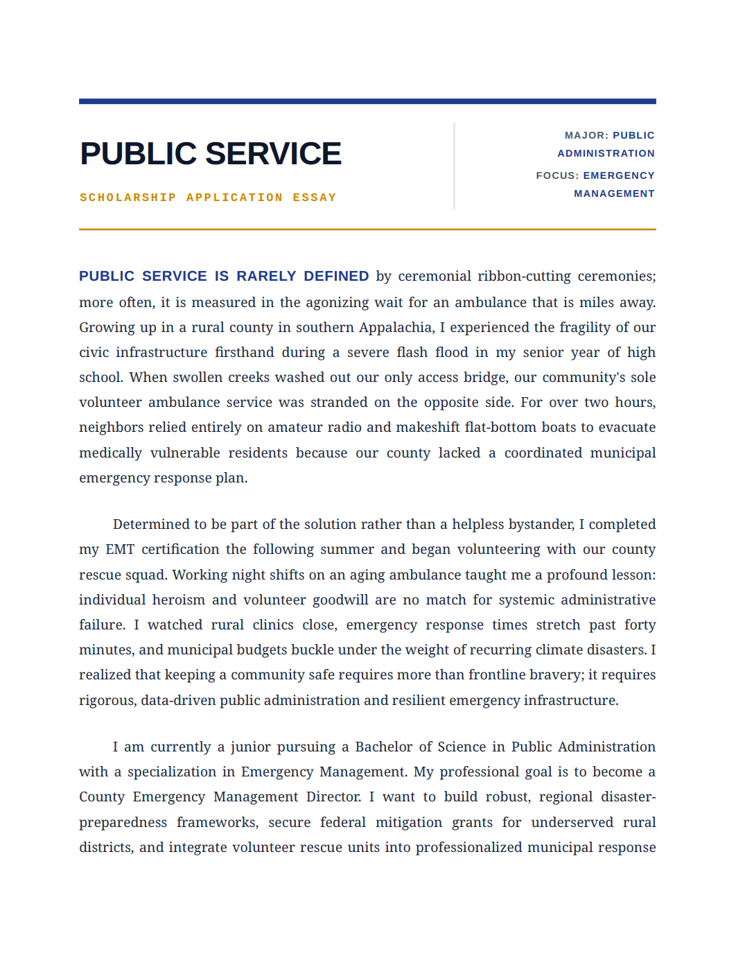 Public Service Scholarship Essay - Free AI Scholarship Essay Generator, 50+ Real Scholarship Essay Examples
