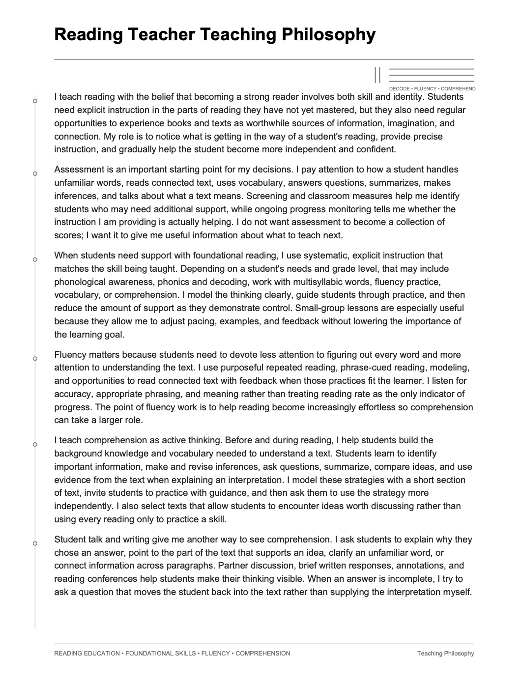 Reading Teacher Teaching Philosophy - AI Teaching Philosophy Generator, 50+ Real Teaching Philosophy Examples