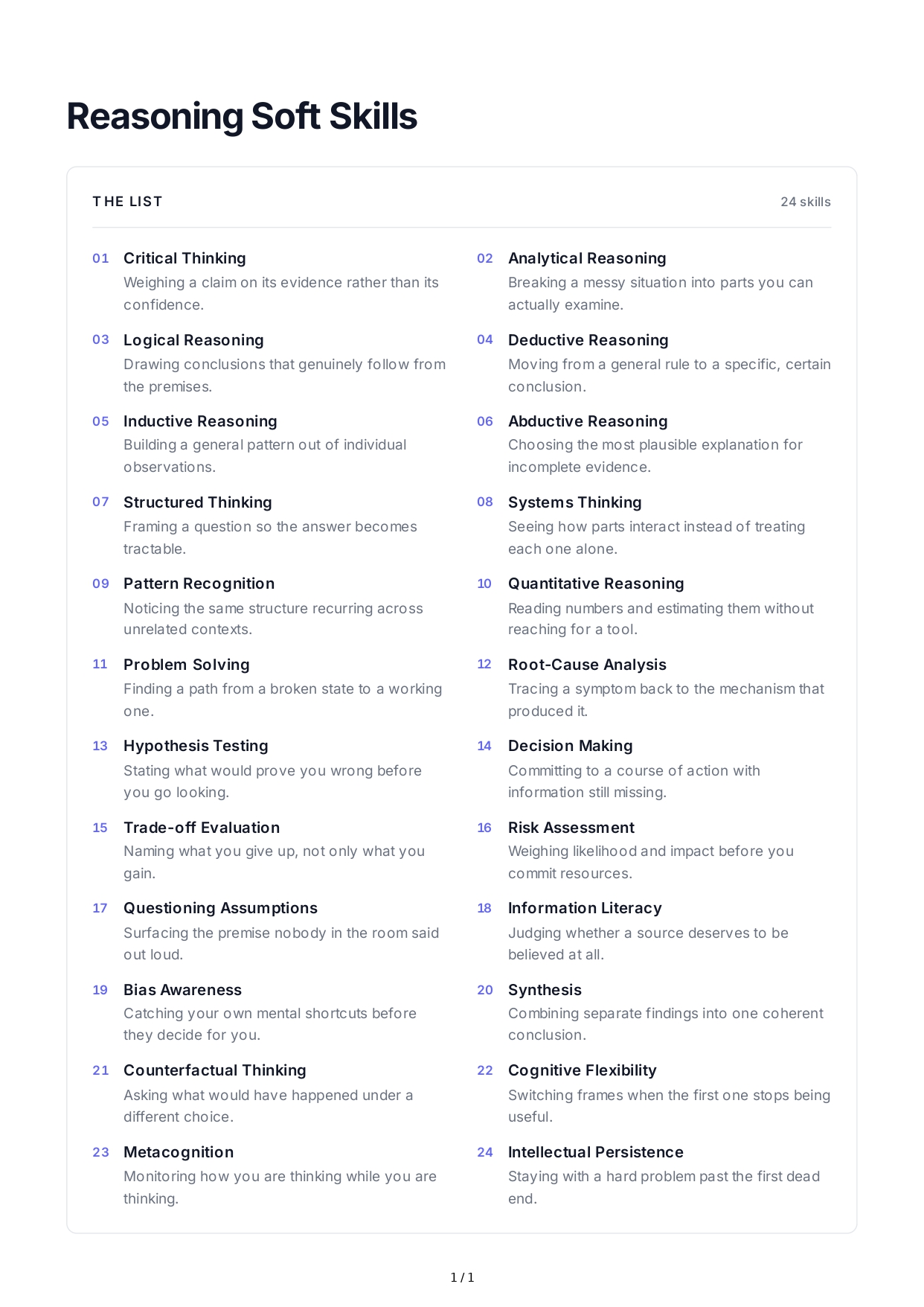 Reasoning Soft Skills - Free AI Soft Skills Generator, 50+ Real Soft Skills Examples