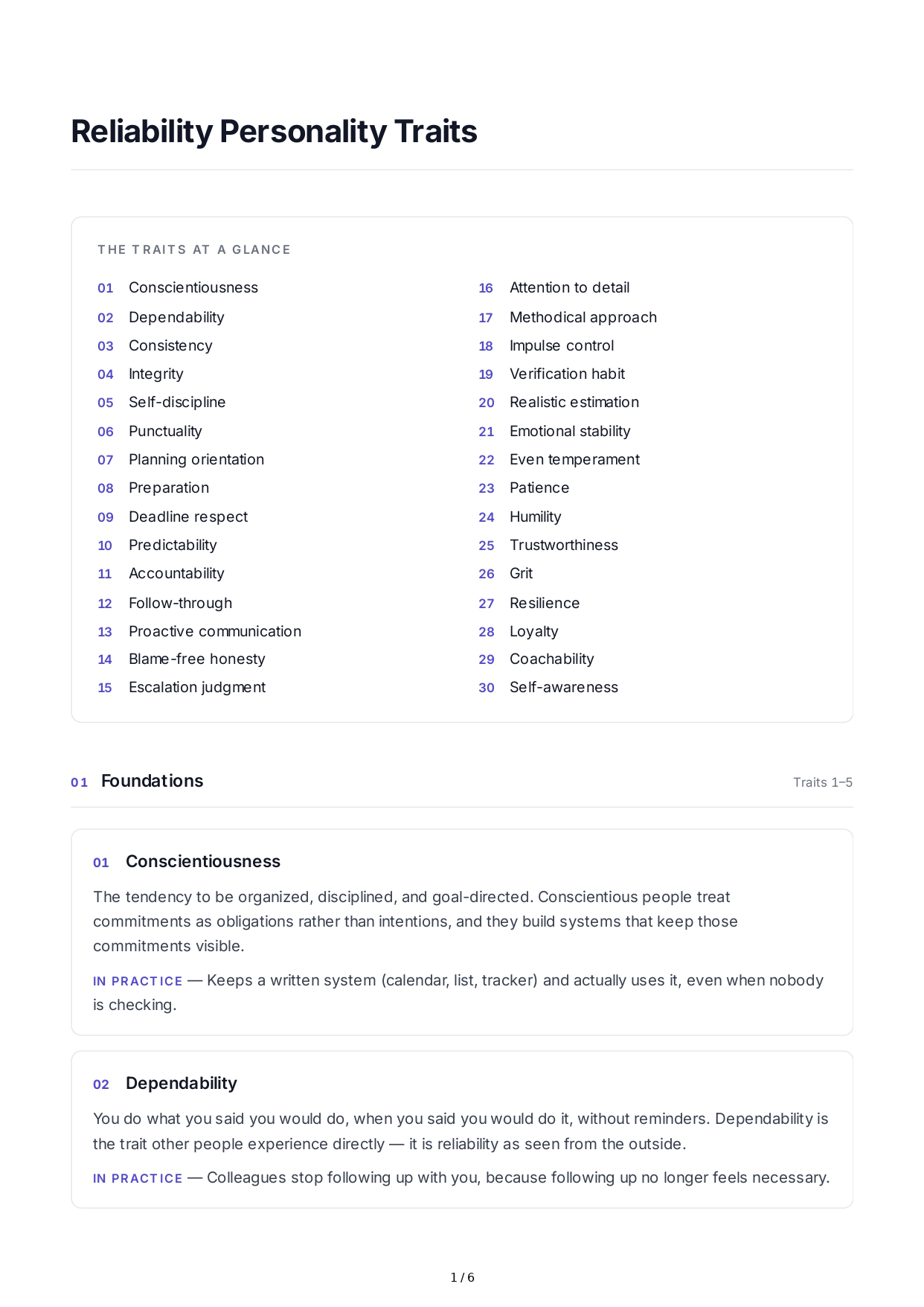 Reliability Personality Traits - Free AI Personality Traits Generator, 50+ Real Personality Traits Examples