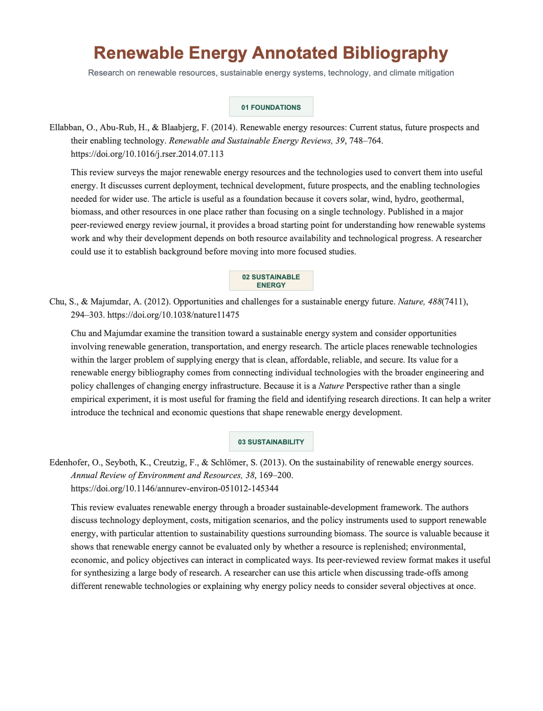 Renewable Energy Annotated Bibliography - Free AI Annotated Bibliography Generator, 50+ Real Annotated Bibliography Examples