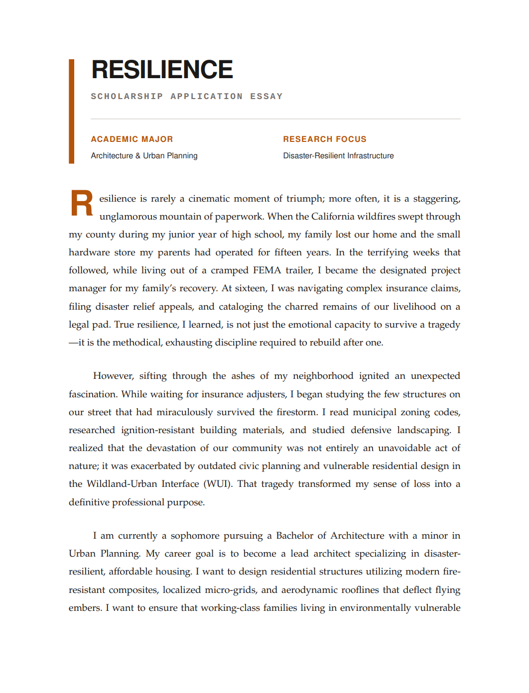 Resilience Scholarship Essay - Free AI Scholarship Essay Generator, 50+ Real Scholarship Essay Examples