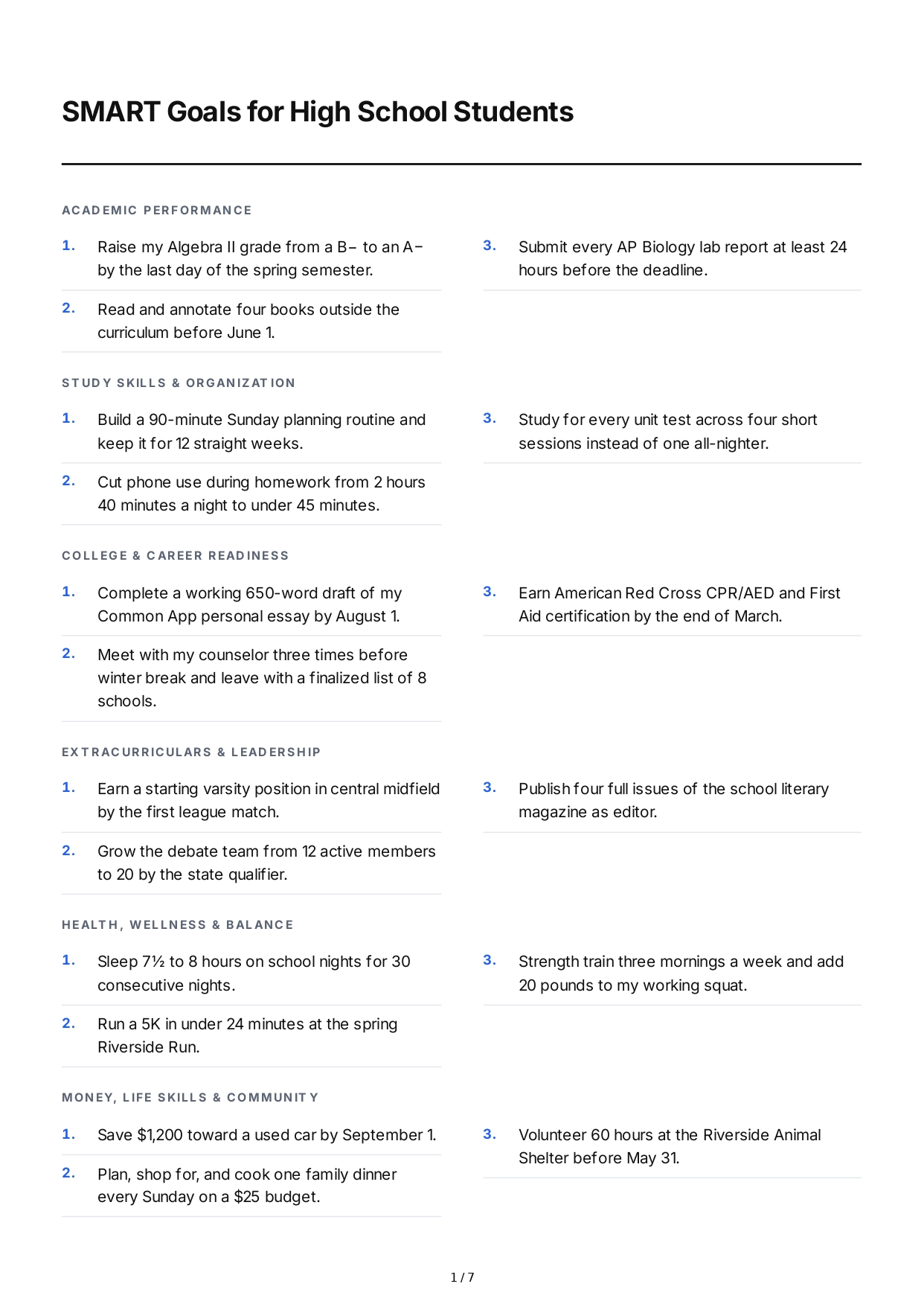 SMART Goals for High School Students - Free AI SMART Goals Generator, 50+ Real SMART Goals Examples