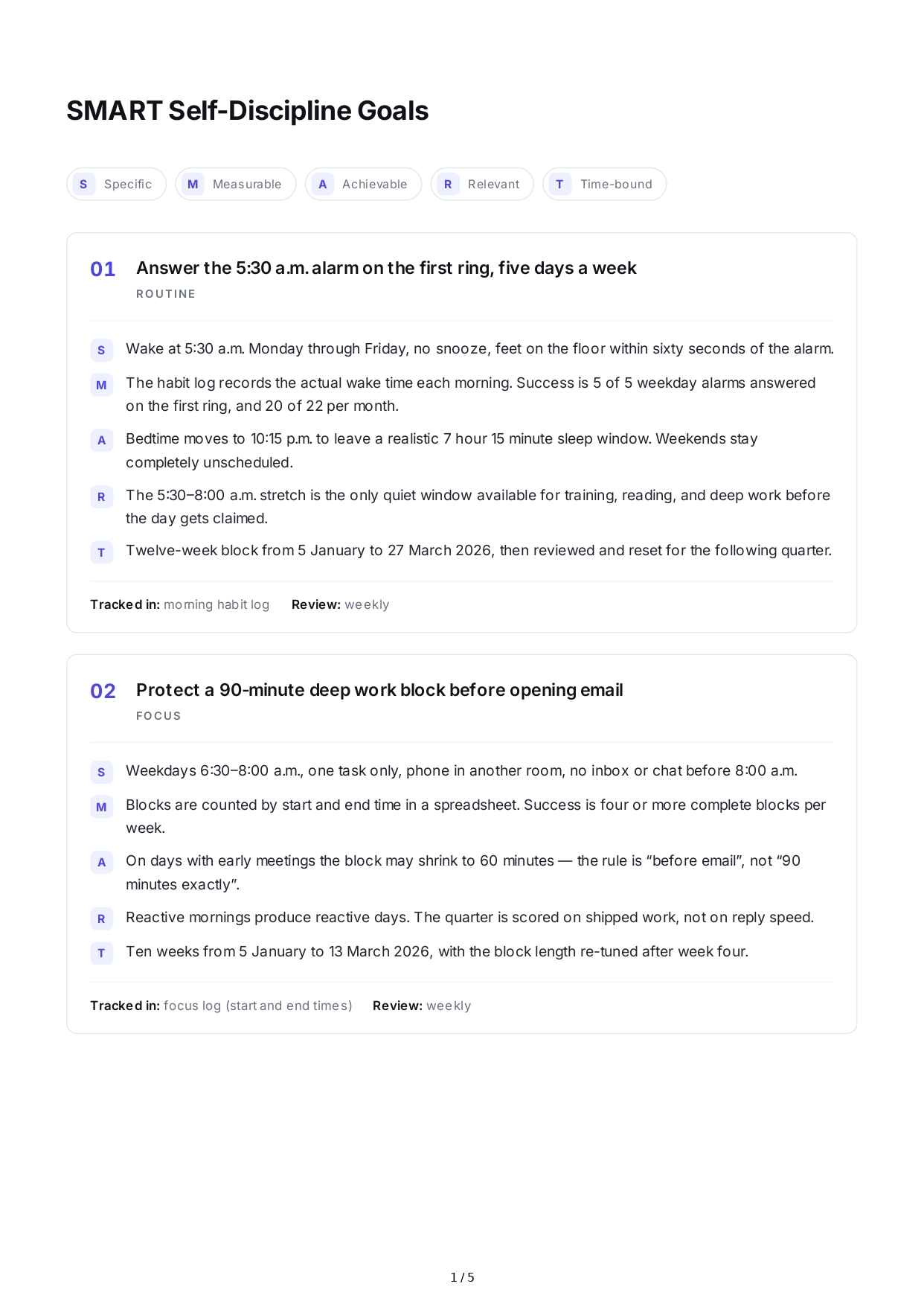SMART Self-Discipline Goals - Free AI SMART Goals Generator, 50+ Real SMART Goals Examples