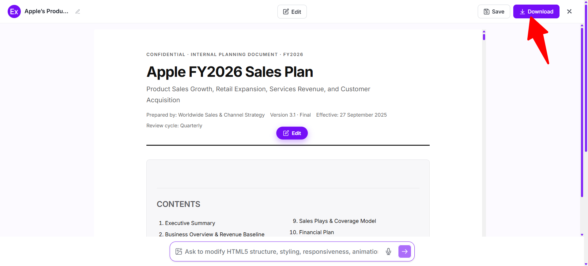 Download The Final Sales Plan