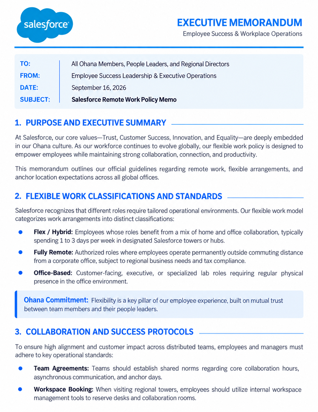 Salesforce Remote Work Policy Memo - Free AI Memo Generator, 50+ Real Memo Examples