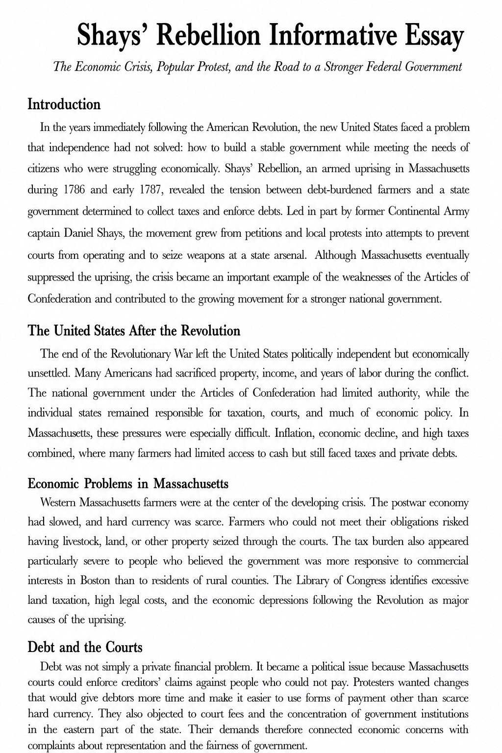 Shays’ Rebellion Informative Essay - Free AI Informative Essay Generator, 50+ Real Informative Essay Examples