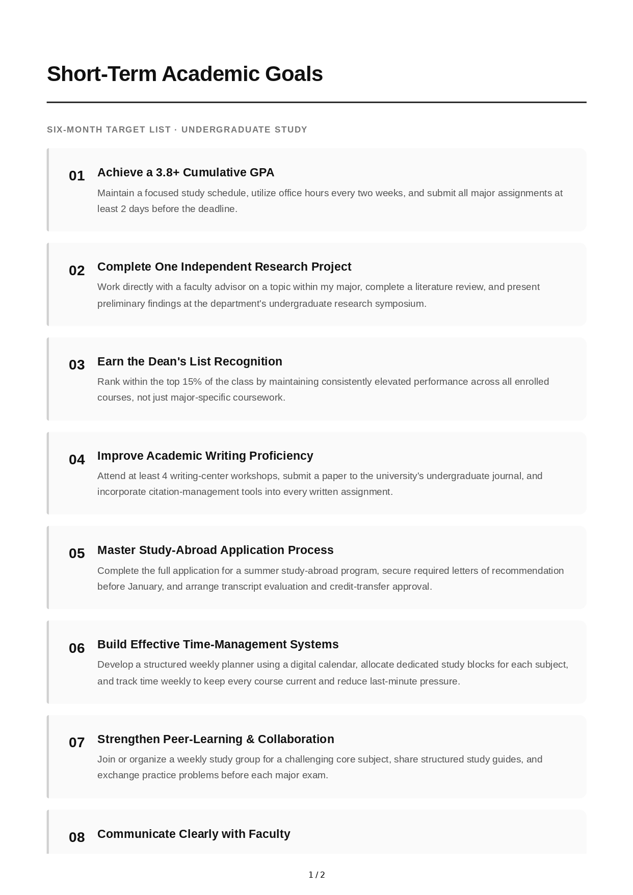 Short-Term Academic Goals - Free AI Short Term Goals Generator, 50+ Real Short Term Goals Examples