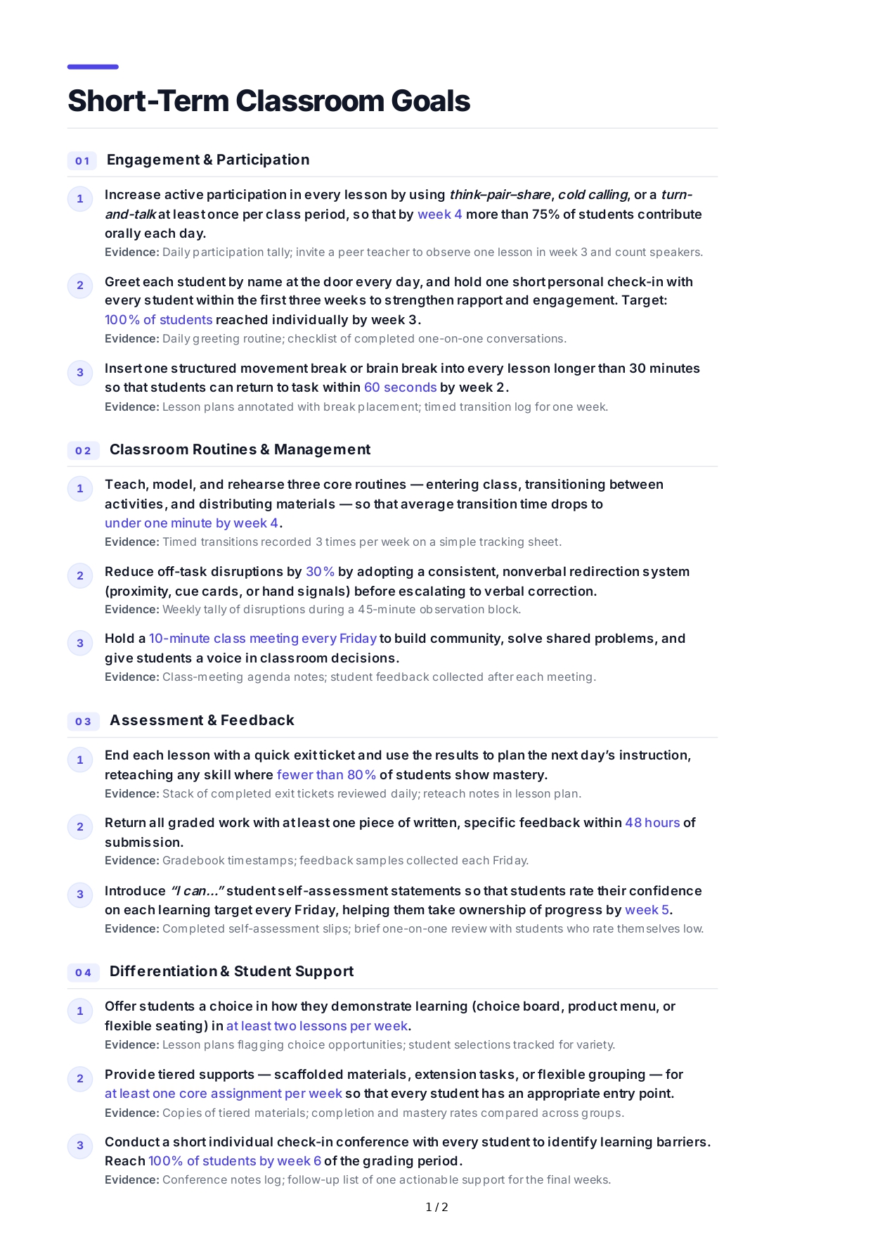 Short-Term Classroom Goals - Free AI Short Term Goals Generator, 50+ Real Short Term Goals Examples
