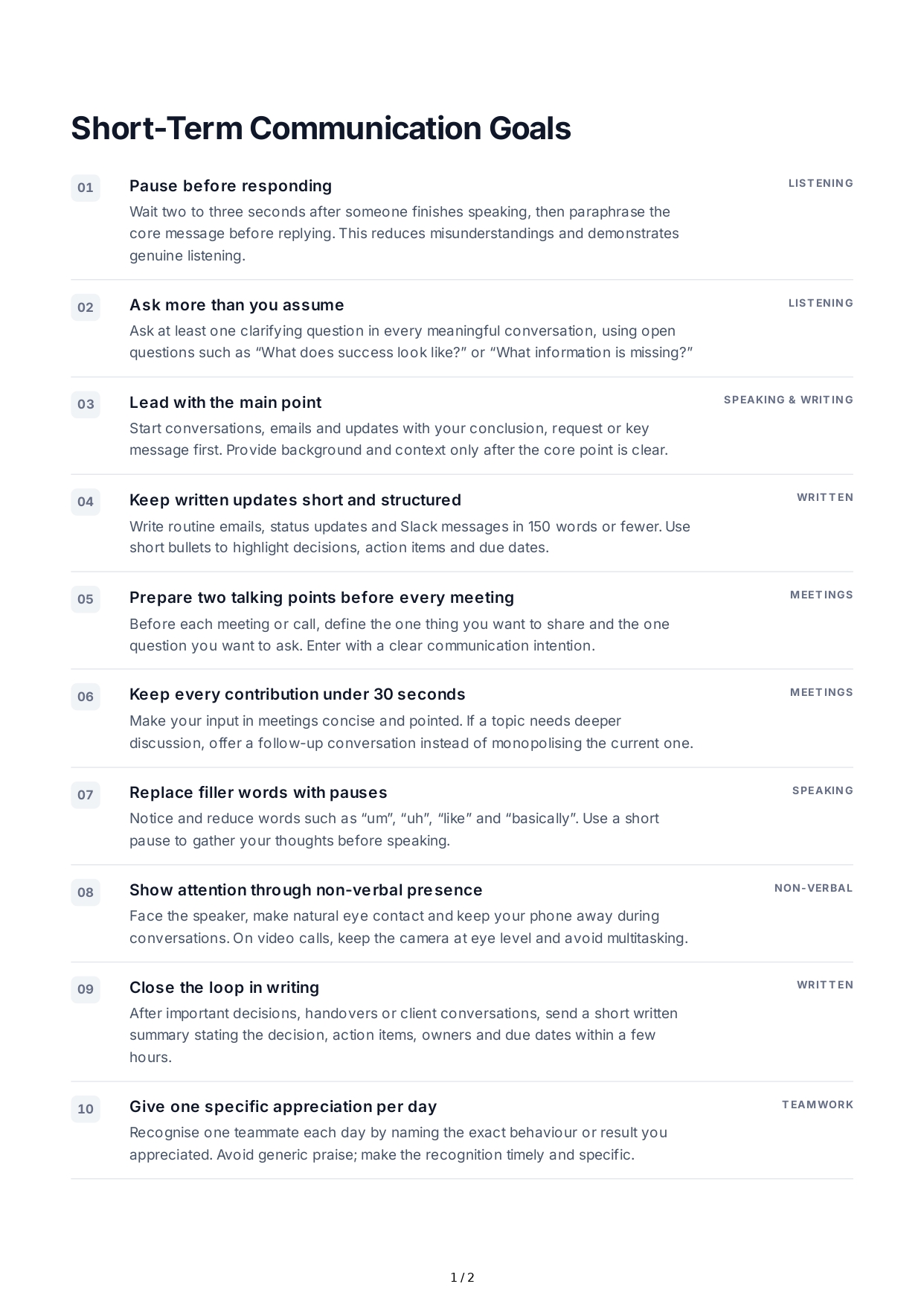 Short-Term Communication Goals - Free AI Short Term Goals Generator, 50+ Real Short Term Goals Examples