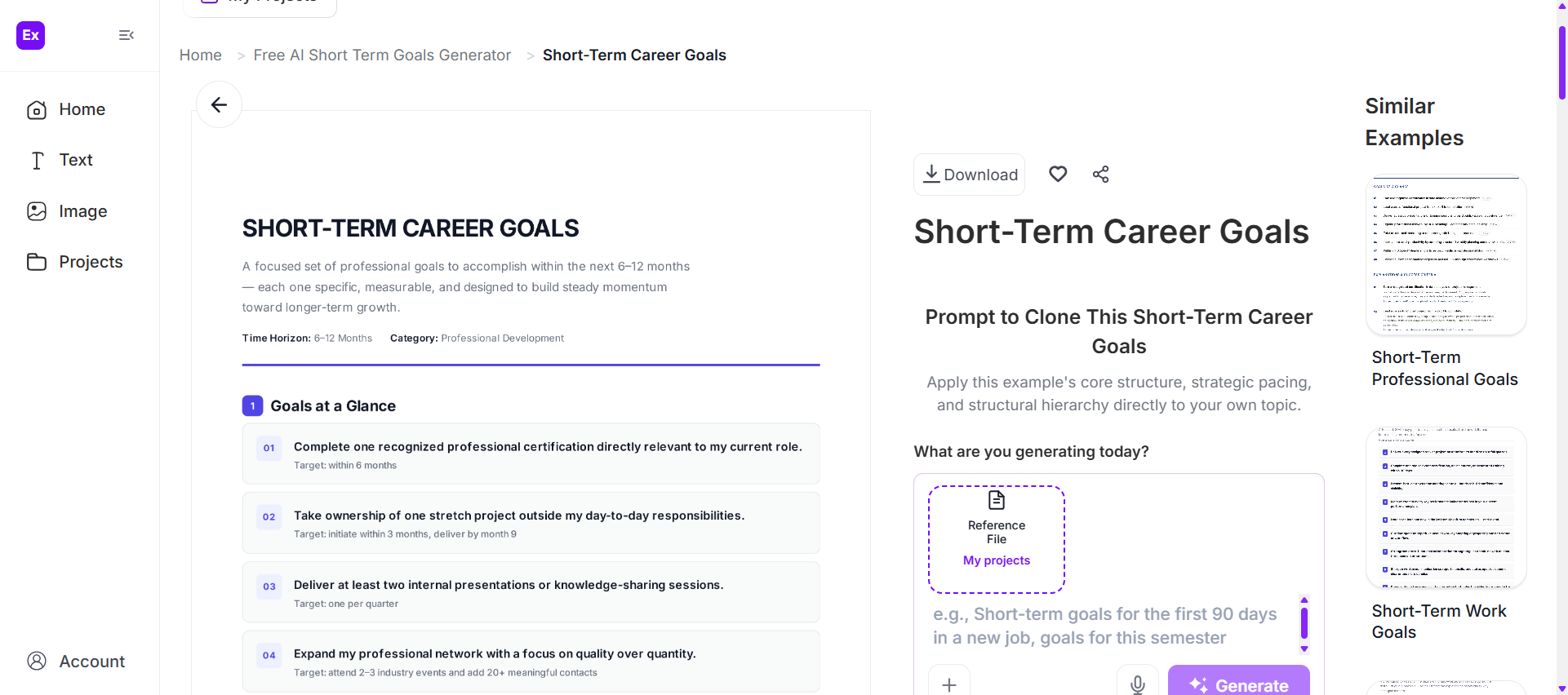 Short Term Goals