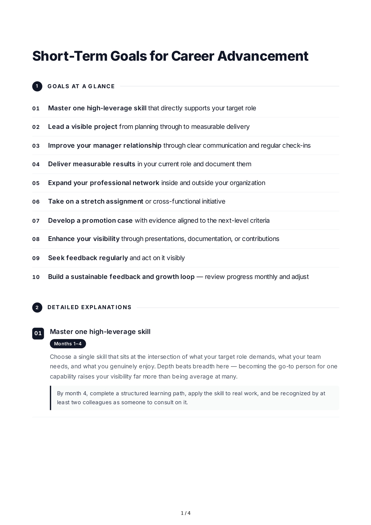 Short-Term Goals for Career Advancement - Free AI Short Term Goals Generator, 50+ Real Short Term Goals Examples