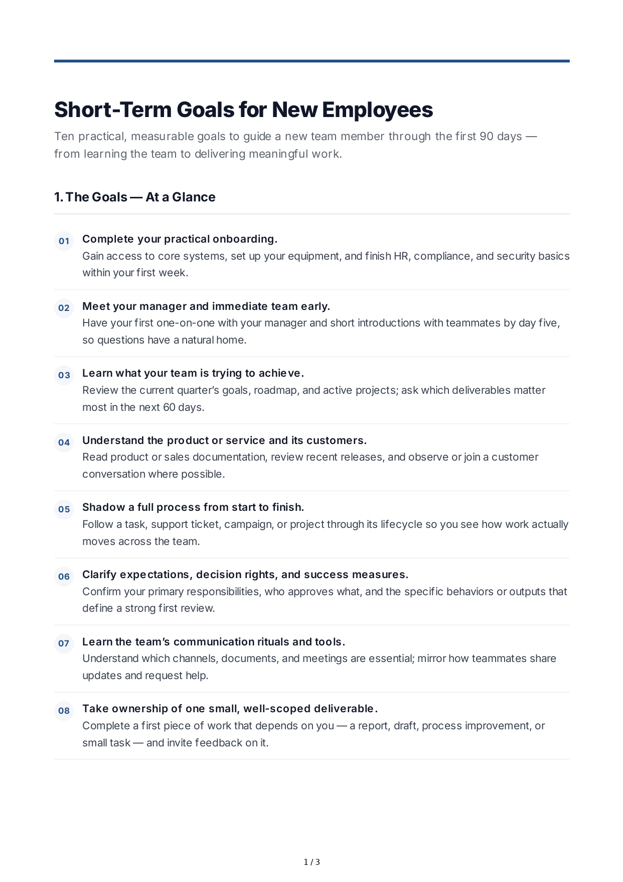 Short-Term Goals for New Employees - Free AI Short Term Goals Generator, 50+ Real Short Term Goals Examples