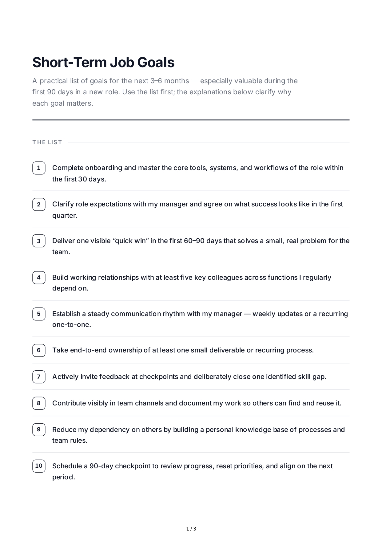 Short-Term Job Goals - Free AI Short Term Goals Generator, 50+ Real Short Term Goals Examples