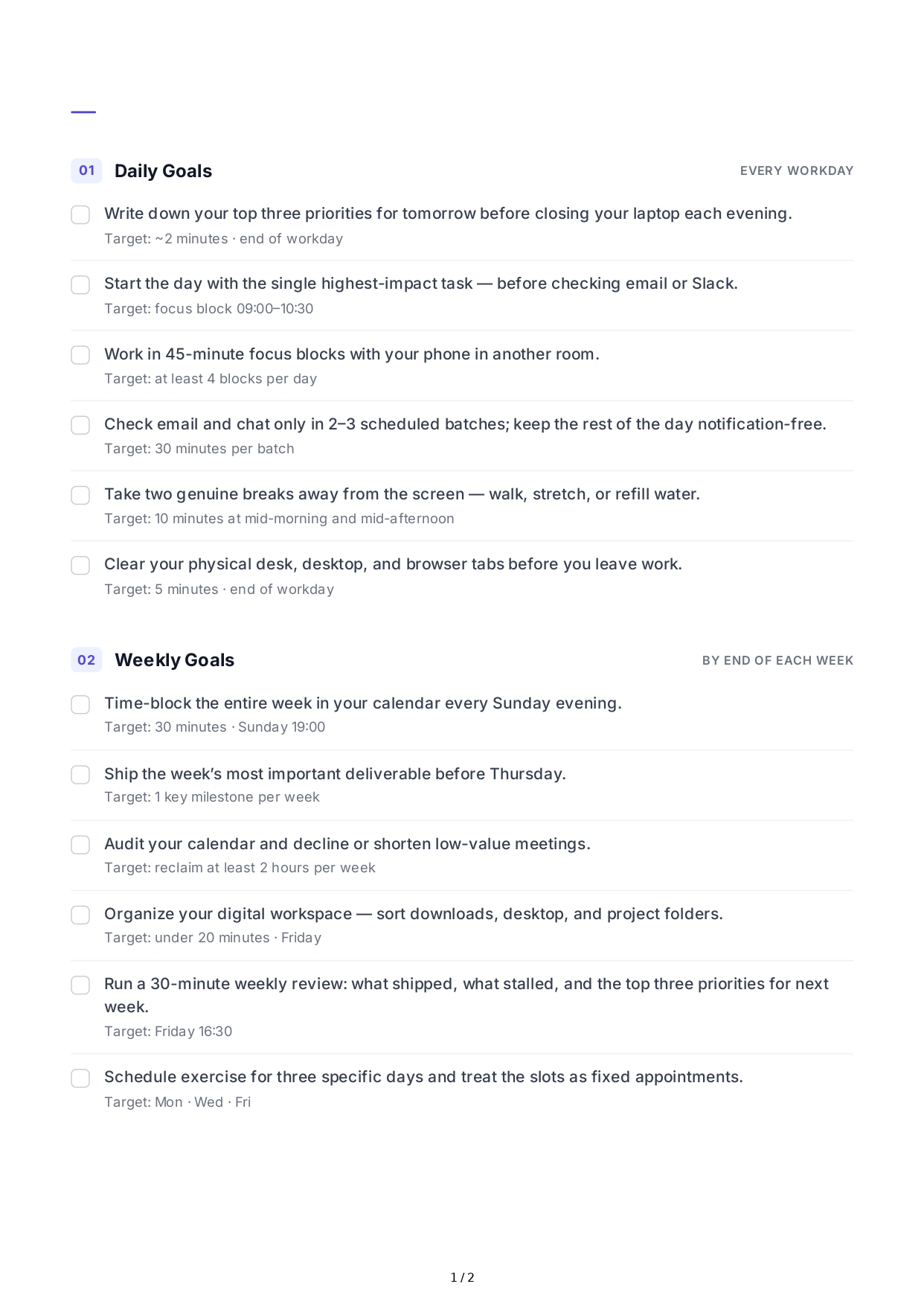 Short-Term Productivity Goals - Free AI Short Term Goals Generator, 50+ Real Short Term Goals Examples