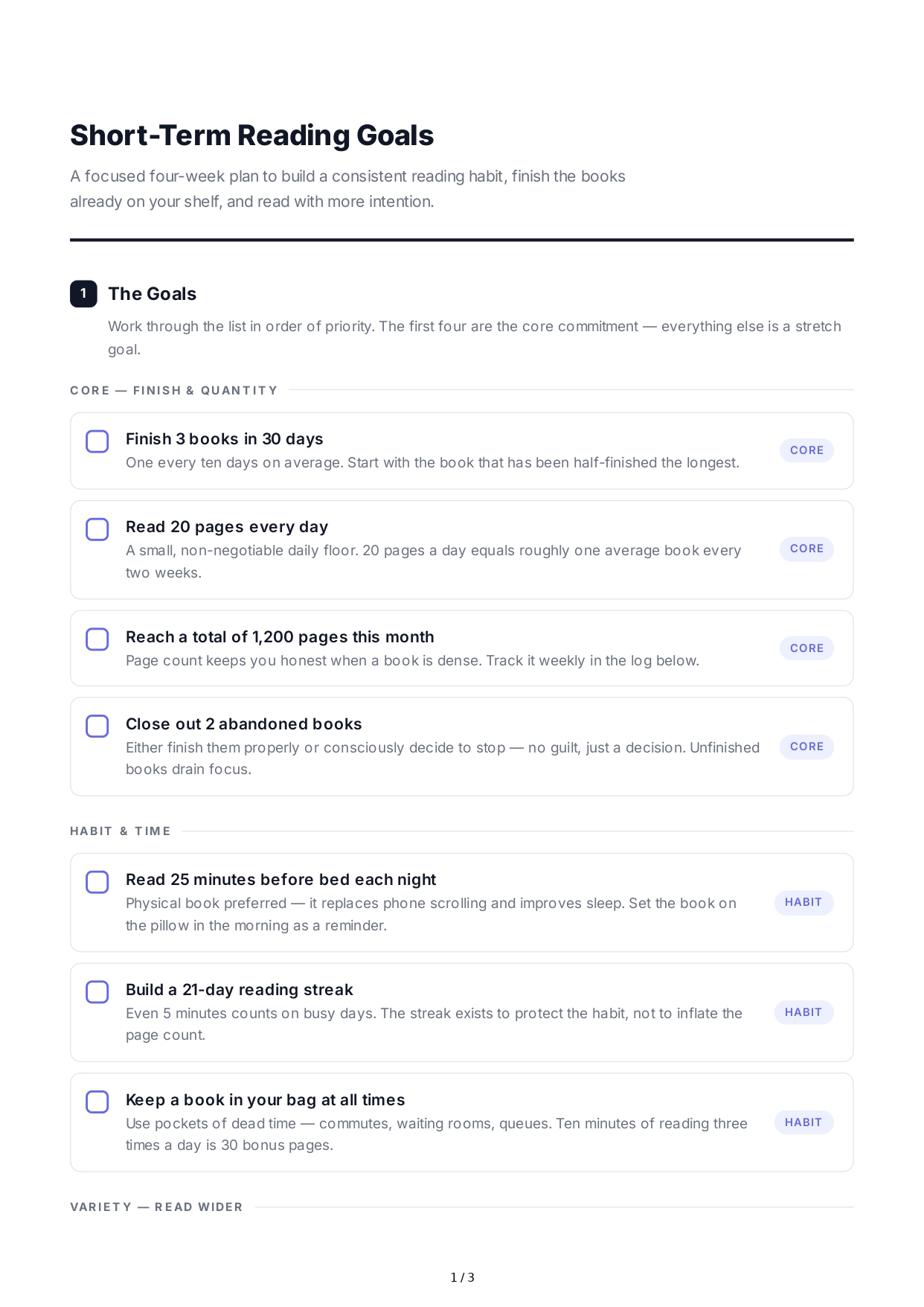 Short-Term Reading Goals - Free AI Short Term Goals Generator, 50+ Real Short Term Goals Examples