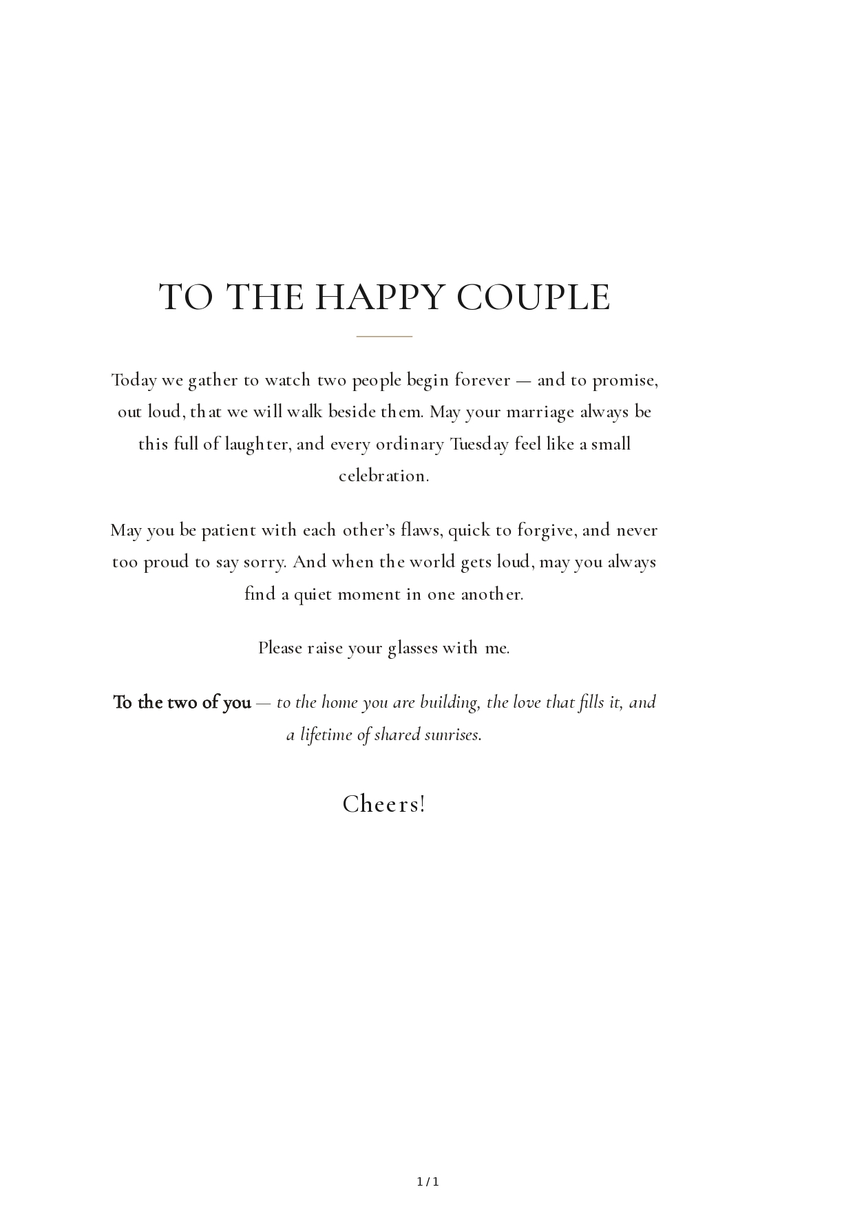 Short Wedding Toast - Free AI Wedding Toast Generator, 50+ Real Wedding Toast Examples