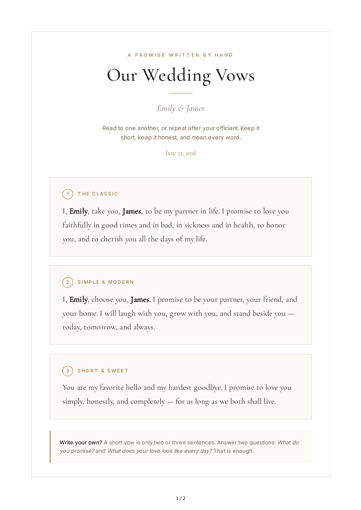 Short Wedding Vows - Free AI Wedding Vows Generator, 50+ Real Wedding Vows Examples