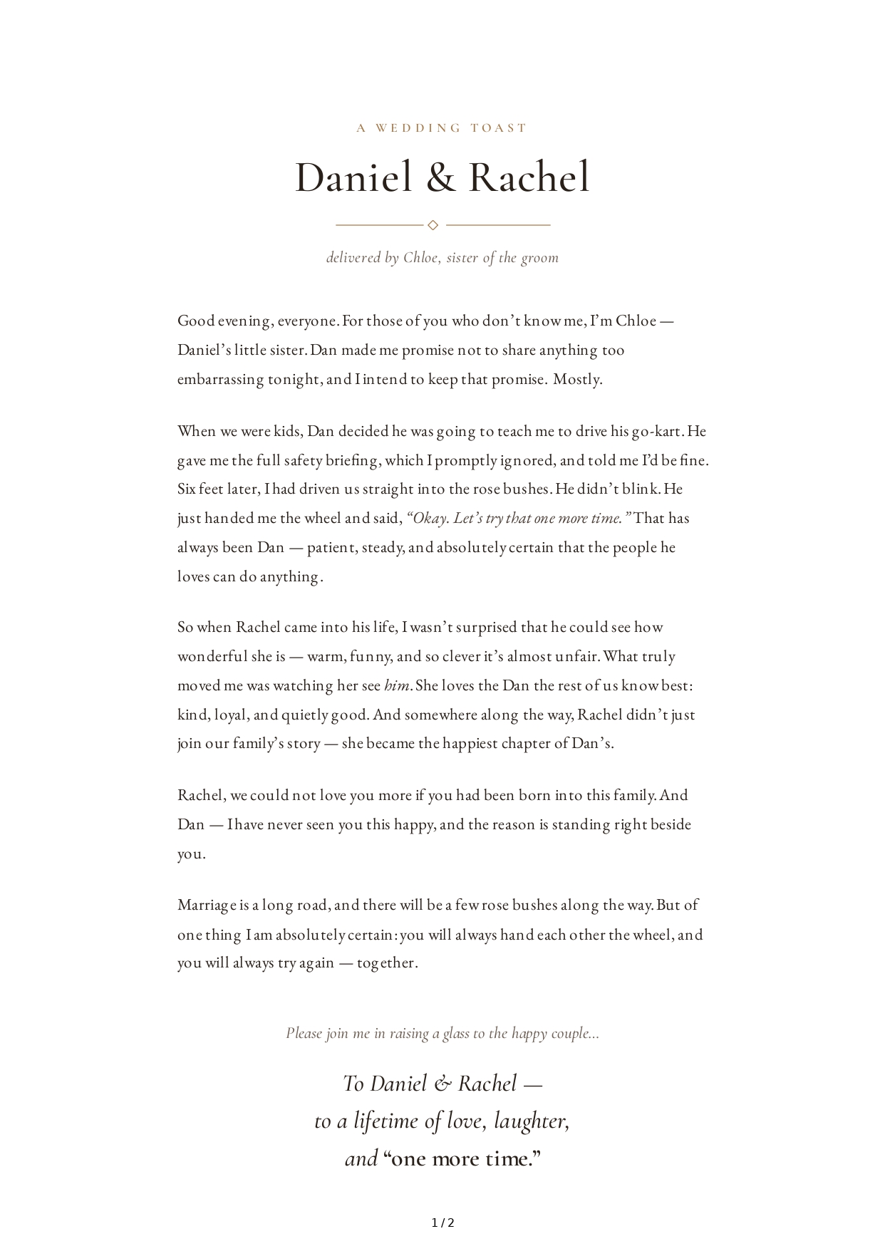 Sister of the Groom Wedding Toast - Free AI Wedding Toast Generator, 50+ Real Wedding Toast Examples