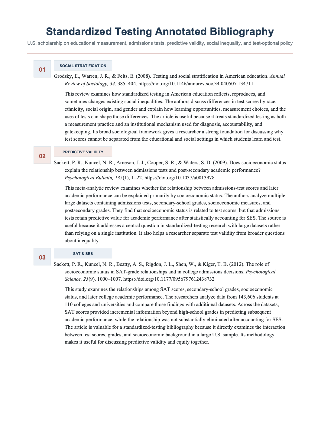 Standardized Testing Annotated Bibliography - Free AI Annotated Bibliography Generator, 50+ Real Annotated Bibliography Examples