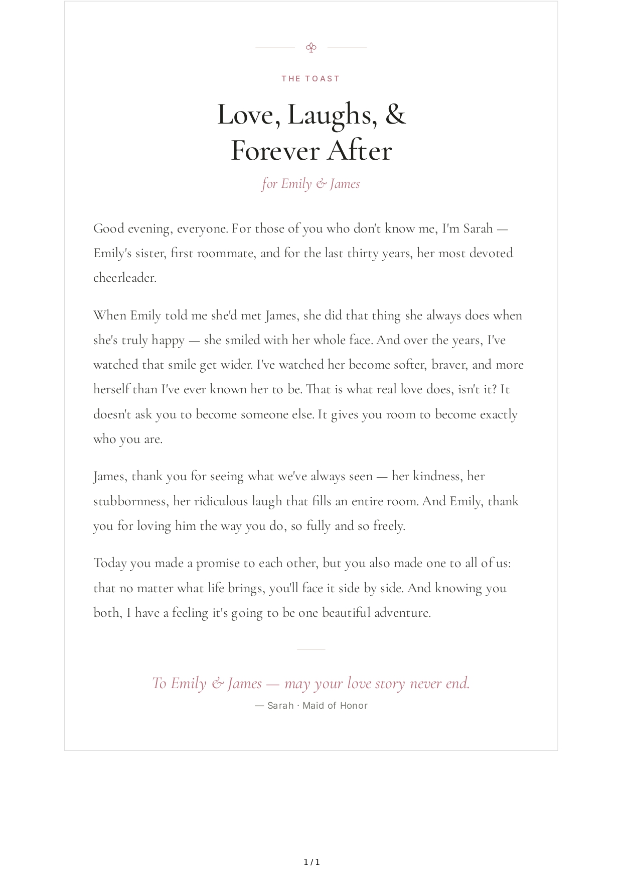 Sweet Wedding Toast - Free AI Wedding Toast Generator, 50+ Real Wedding Toast Examples