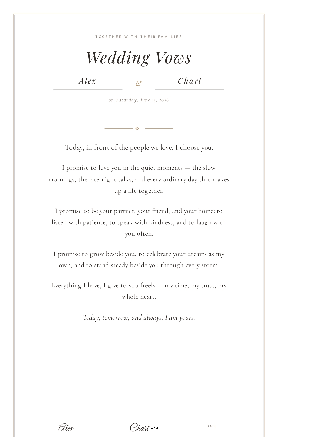 Sweet Wedding Vows - Free AI Wedding Vows Generator, 50+ Real Wedding Vows Examples