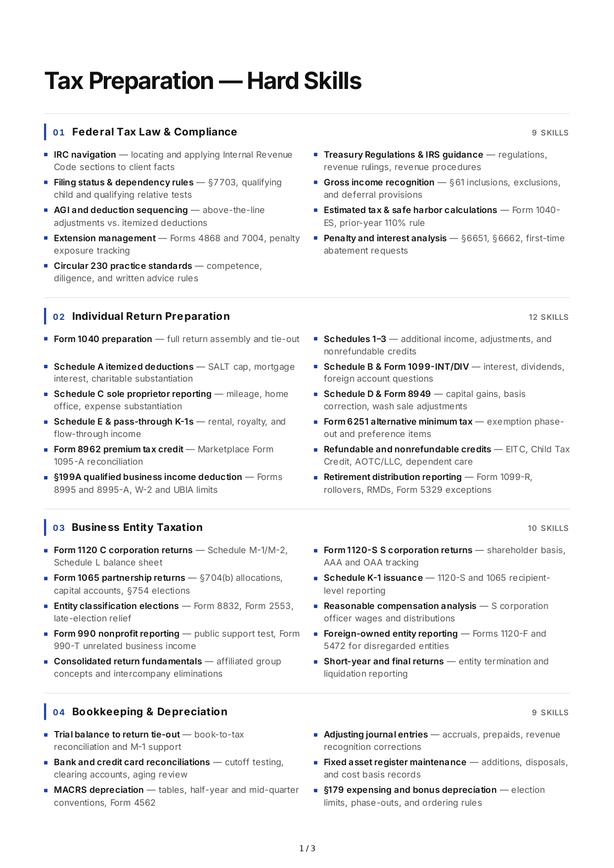 Tax Preparation Hard Skills - Free AI Hard Skills Generator, 50+ Real Hard Skills Examples