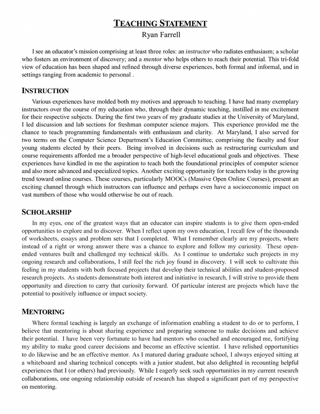 Teaching Statement