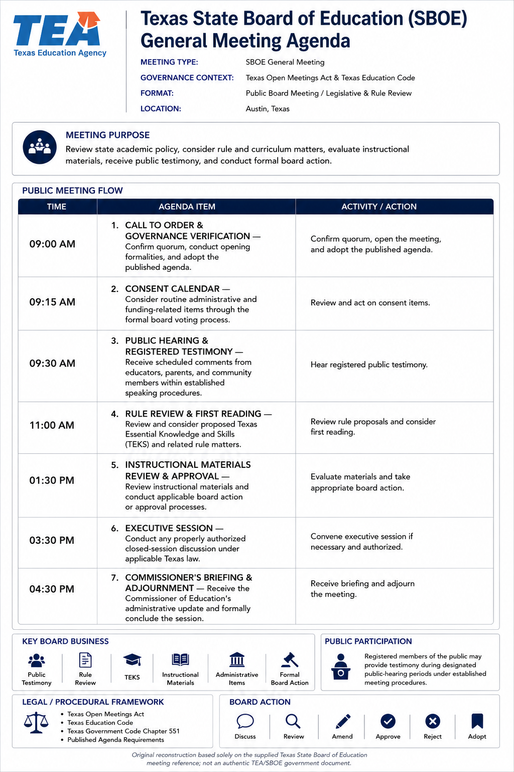 Texas State Board of Education (SBOE) General Meeting Agenda - Free AI Meeting Agenda Generator, 50+ Real Meeting Agenda Examples