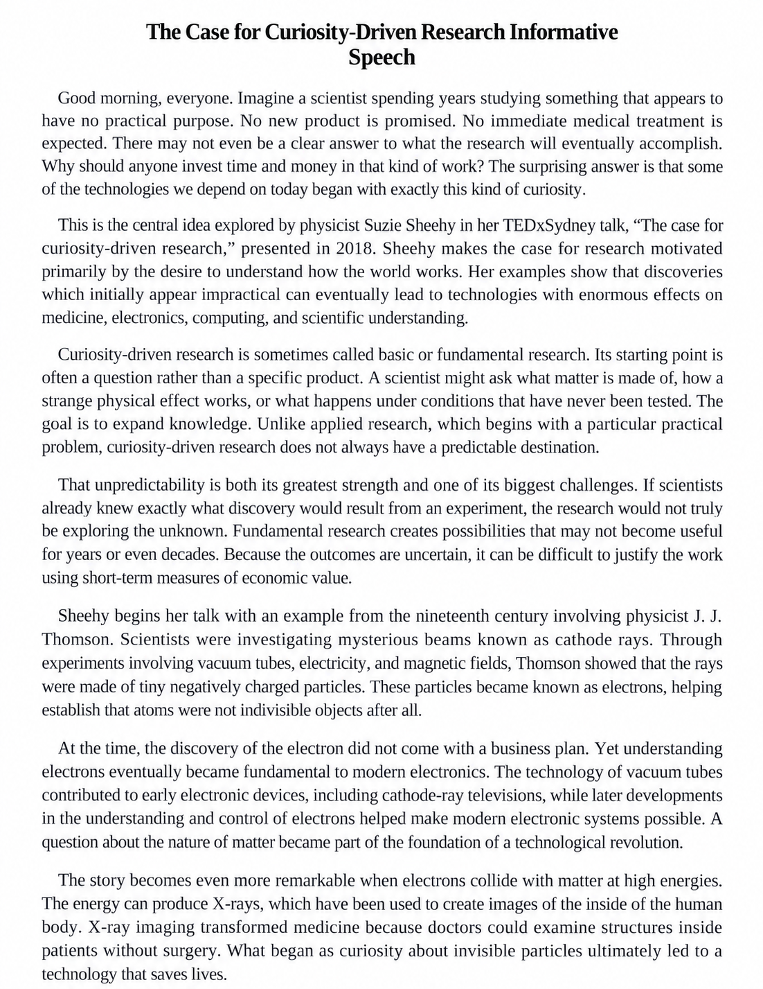 The Case for Curiosity-Driven Research Informative Speech - Free AI Informative Speech Generator, 50+ Real Informative Speech Examples