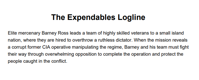 The Expendables Logline - Free AI Logline Generator, 50+ Real Logline Examples