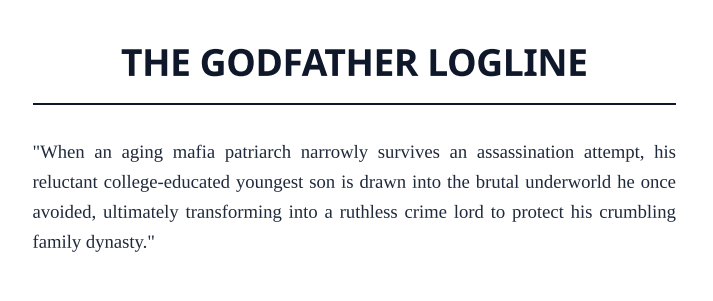The Godfather Logline - Free AI Logline Generator, 50+ Real Logline Examples