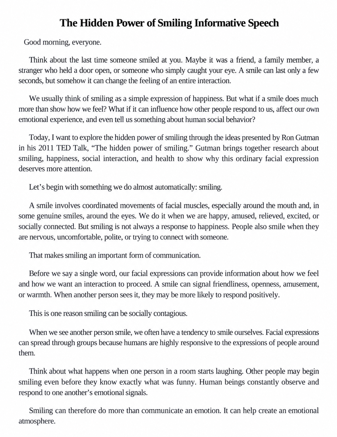 The Hidden Power of Smiling Informative Speech - Free AI Informative Speech Generator, 50+ Real Informative Speech Examples