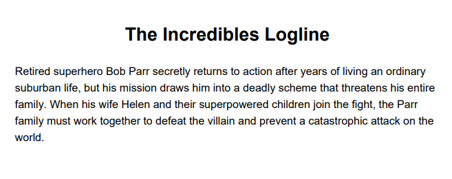 The Incredibles Logline - Free AI Logline Generator, 50+ Real Logline Examples