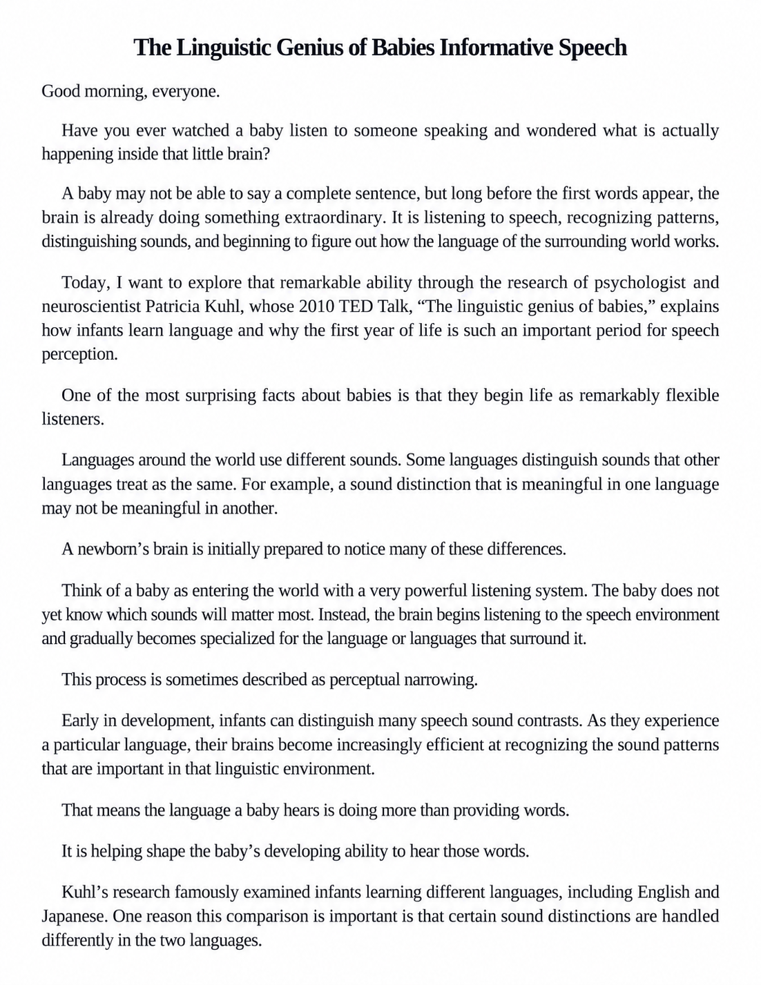 The Linguistic Genius of Babies Informative Speech - Free AI Informative Speech Generator, 50+ Real Informative Speech Examples